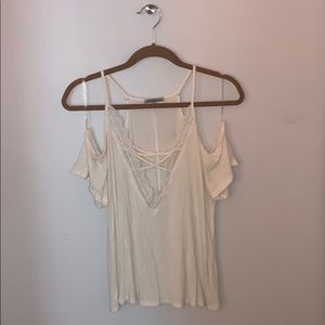 off the sleeve white tank top